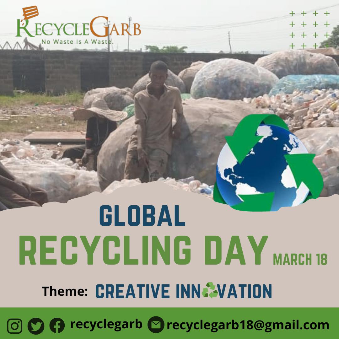 RecycleGarb celebrates the #GlobalRecyclingDay2023

Our mandate still remains creating positive environmental impact and constant sensitization.

Together we can create a sustainable future for all by practicing the 3R's (Reduce, Reuse and Recycle).

 #Recycle #NoWasteIsAWaste