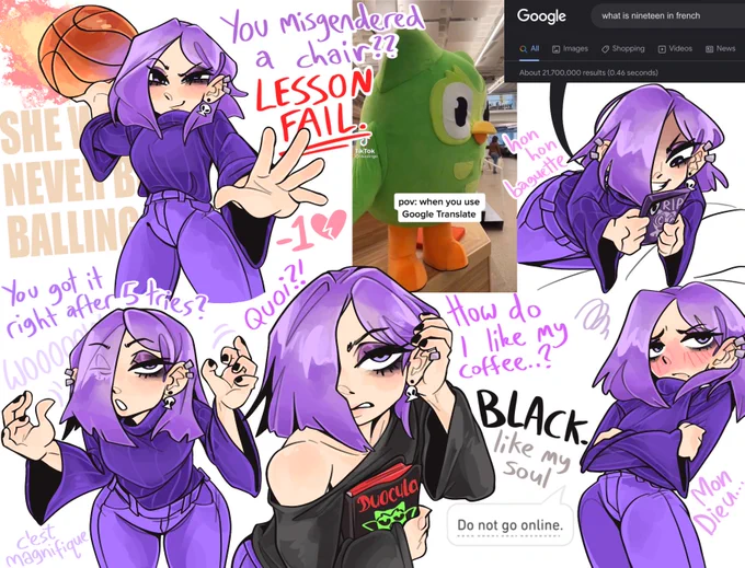 Fine I drew the Duolingo goth girl. 