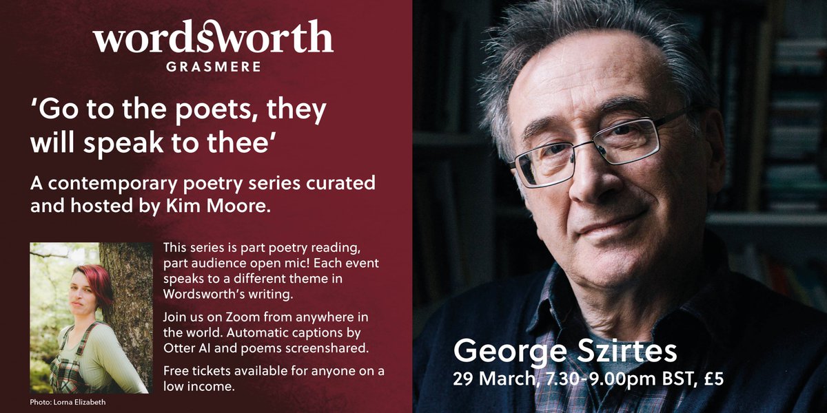 Join @kimmoorepoet and @george_szirtes on Wednesday 29 March for #GoToThePoets! #MakePoetryAccessible 
Tickets: bit.ly/42nUETB