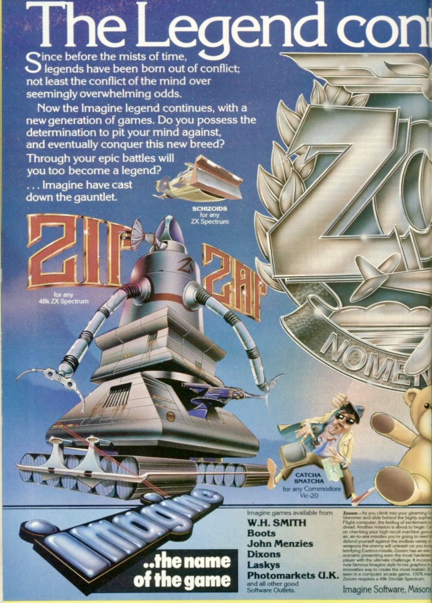 MarkRJones1970's tweet image. I love these old computer game ads. Here’s  3 from Aug 1983. 2 for #ImagineSoftware &amp;amp; 1 for #Crash before it became a proper magazine. #ZXSpectrum #Commodore64 #RetroGaming