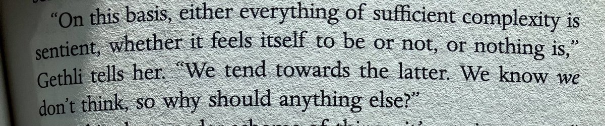 JimWantsCoffee's tweet photo. You don’t see writing like this from any other author. Prescient, for today’s AI discussions. My favorite writer working today. #ChildrenOfMemory ⁦@aptshadow⁩ https://t.co/Jy5eF5Mq5u