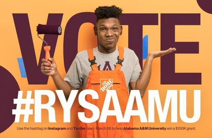 AAMU_Alumni's tweet photo. Have you voted for AAMU in The Home Depot 2023 Retool Your School Campaign today? Vote daily through March 26 at https://t.co/s3s83DaelK  or by using #RYSAAMU on Twitter and Instagram. This year’s campus improvement grant has doubled to $150,000! 

 #AAMU #AAMUAlumni https://t.co/v28l9DU2BQ