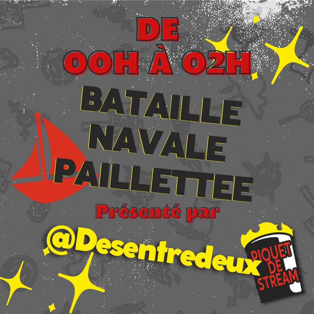 ✨<a href="/Desentredeux/">Clek ✨️☁️</a> est de retour sur le Piquet pour une petit bataille navale pailletée et nocturne✨

Bonne humeur 100% garantie !
twitch.tv/piquetdestream

Un dons pour mettre des paillettes dans nos vies 👇 
helloasso.com/associations/c…

#GreveGenerale 
#ReformesDesRetraites