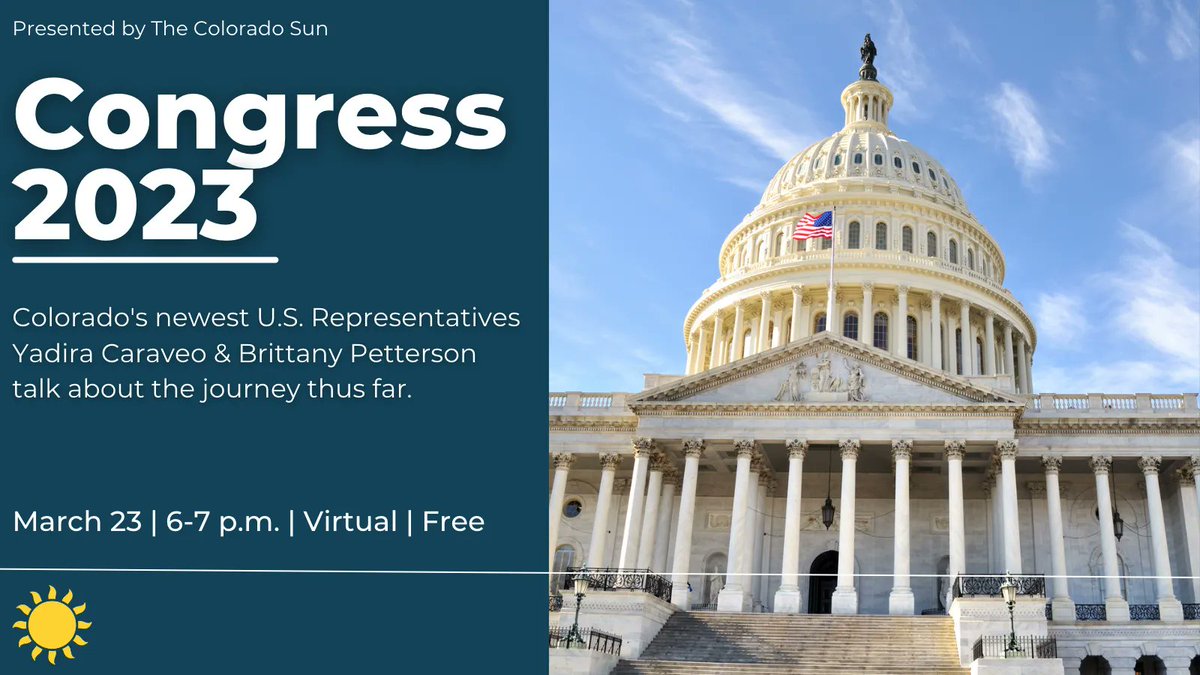 ColoradoSun's tweet image. The Colorado Sun politics team is bringing another exciting event to the virtual stage on March 23. Join them as they speak with U.S. Reps. Yadira Caraveo &amp;amp; Brittany Pettersen.

Join for FREE today! cosun.co/3ZXMKPl
