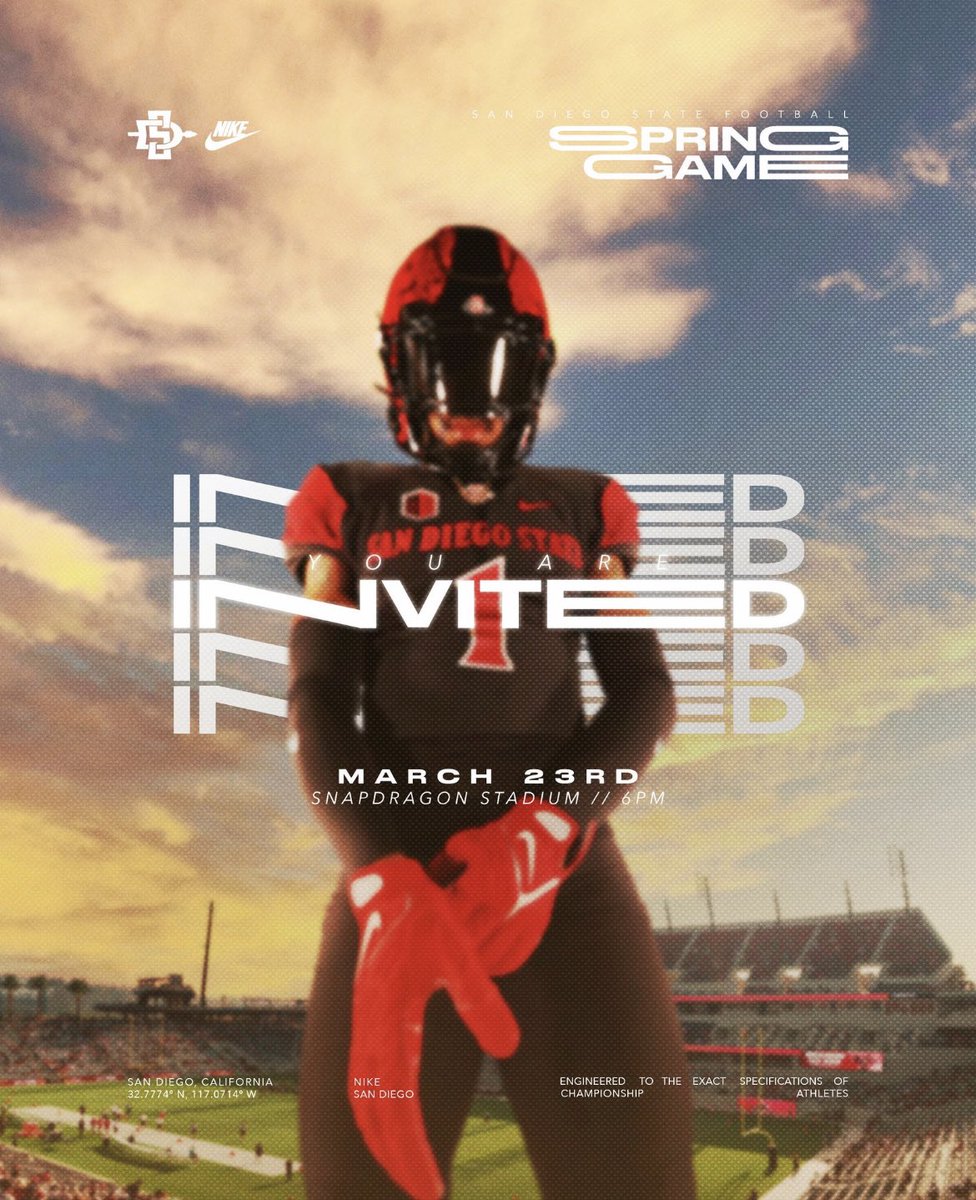 Excited to go to the SDSU spring football game on Thursday. Thanks for the invite <a href="/Tahj__/">Coach TC</a> 
<a href="/AztecFB/">San Diego State Football</a>