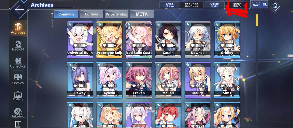 I HAVE FINALLY DONE IT!!! I HAVE GOT ALL 100% OF SHIPS IN THE GAME!!! Excluding collab ships. Thankfully the game doesn't count that. And I wait for  future shipfus. I shall have them all. Mhahahaha. Excuse me, I need my coffee now. I achieved this early in the morning today.