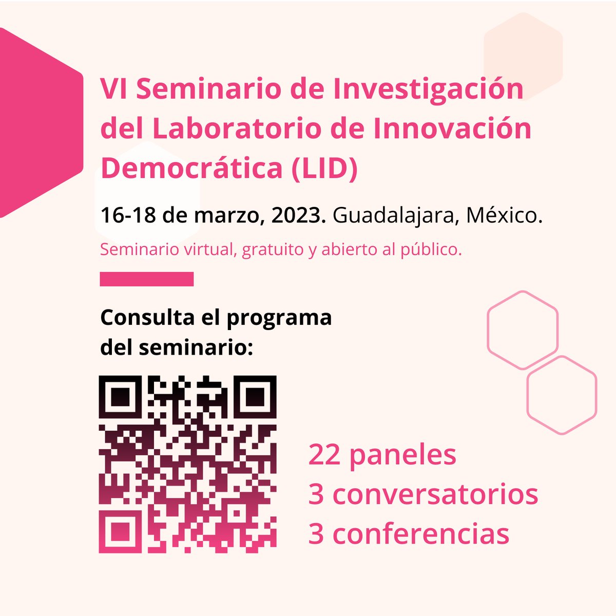 📲 A las 10:30 am
Panel: Derechos humanos y la defensa de las y los trabajadores
Panel: Transparencia como mecanismo para rendir cuentas
Conversatorio: Equidad de género en la política
Panel: Gobernanza de servicios e infraestructuras urbanas

lidmx.org/seminario-prog…
👇