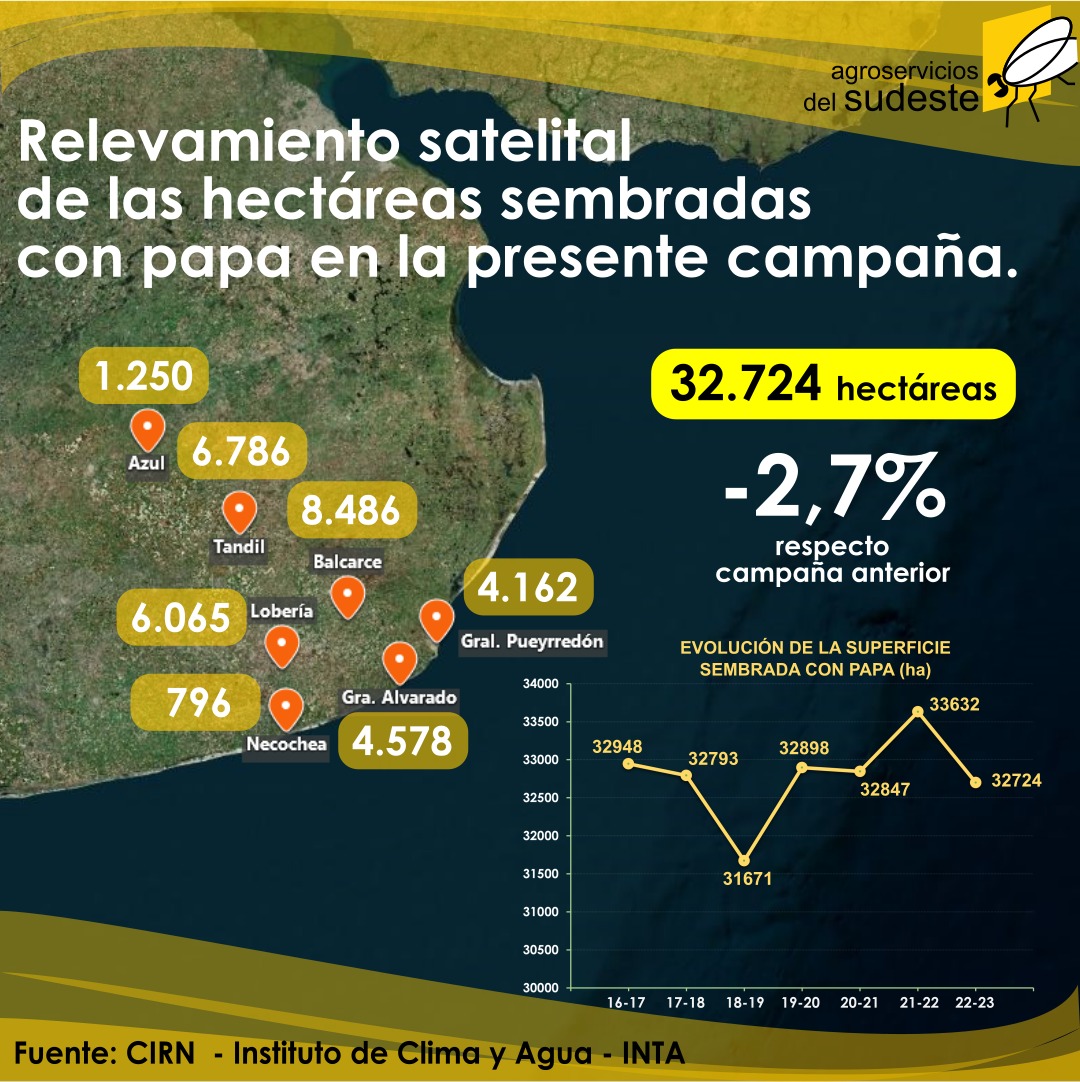 Se dieron a conocer los datos oficiales de la superficie destinada a la papa en el SE Bonaerense. 🥔🥔🥔 #Fiestanacionaldelapapa