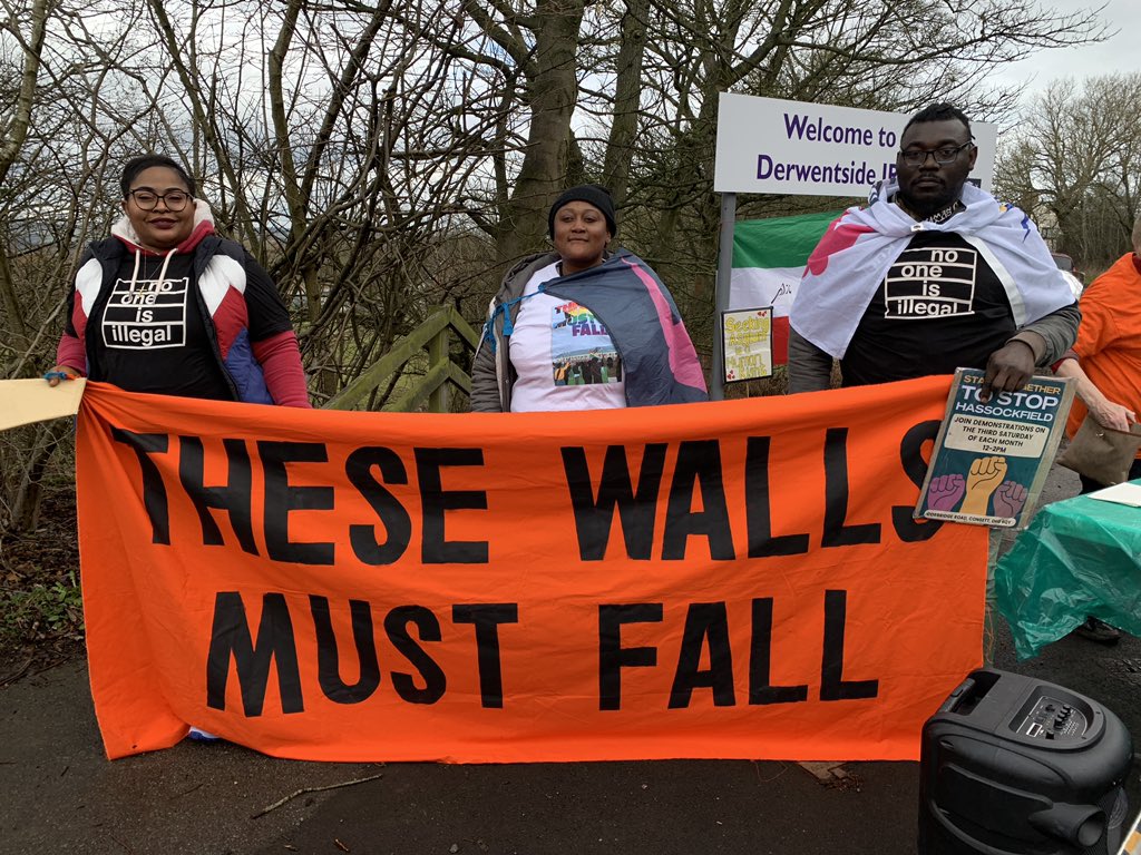 No2Hassockfield's tweet image. 🧵 Such a loud, inspiring protest outside Derwentside IRC today. We made so much noise and have since heard from the women detained: they could hear us. They were outside their blocks shouting ‘help us’ ‘help me’. 

We will keep showing up until it is shut down! 

#SetThemFree✊