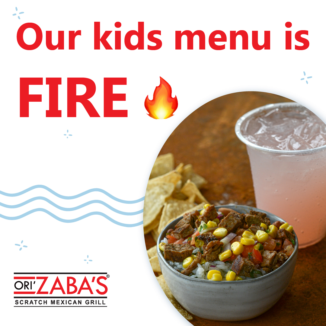 🔥Our kid's menu is fire. Stop by with the family for Kids Eat Free Sunday at Ori'Zaba's and grab a quick bite you won't feel guilty about later. 😋

bit.ly/3IoaceP 

#KidsEatFree #KidsEatHealthy #FamilySundays #SundayFunDay #HechoFresco #OriZabas