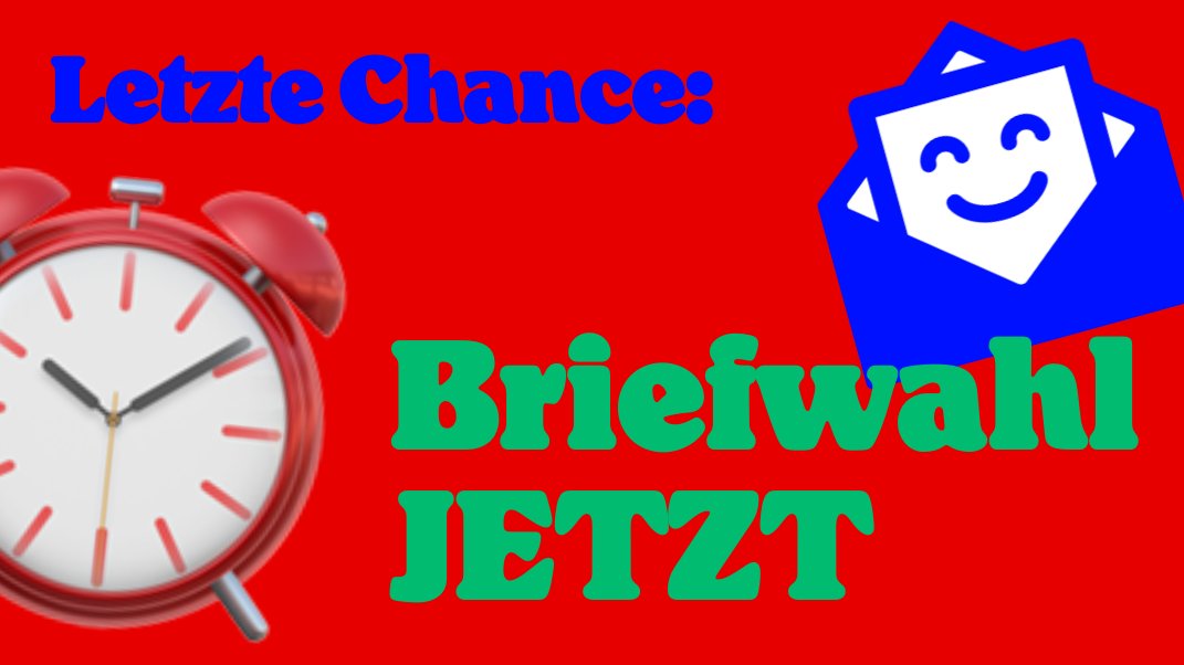 klimaneustart's tweet photo. Beantragt jetzt noch schnell Briefwahl - sonst wird es knapp mit der Zustellung 📨 – ab Montag dann lieber zu einer Briefabstimmungsstelle gehen oder am 26.3. ins Wahllokal 🗳️

#Berlin2030 #DuMachstDasGesetz

❓FAQ: Was kann ich machen, wenn meine Unterlagen nicht ankommen?

1/3 https://t.co/0uXEfmU0yn