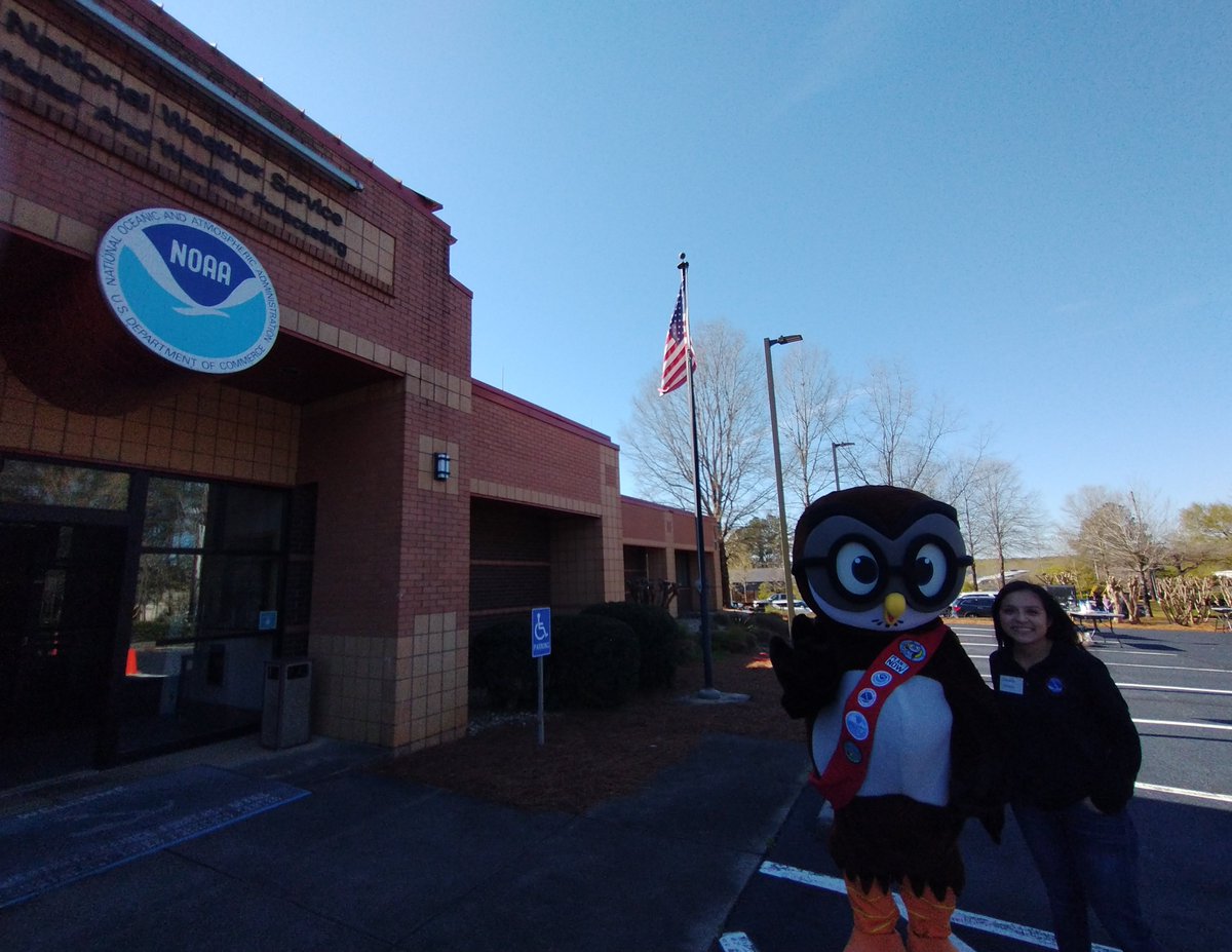 NWSAtlanta's tweet photo. @NWSOwlieSkywarn is visiting our office today! Come by for fun weather experiments, an office tour, and a meet and greet with Owlie! #NWSAtlanta #atlwx https://t.co/jnW3dRmKOj