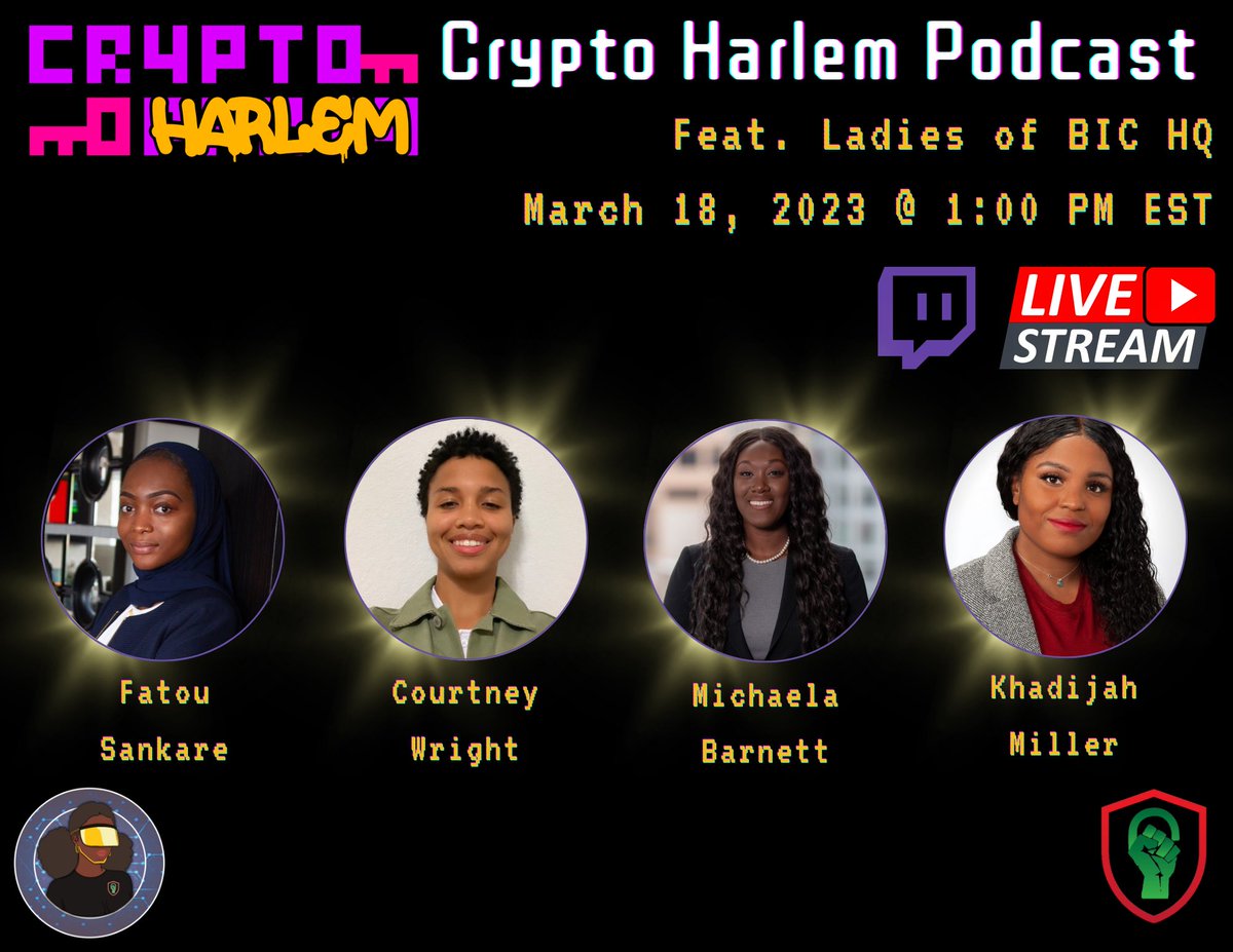 BlackInCyberCo1's tweet photo. ποΈ Today @ 1:00 PM EST! @cryptoharlem
Link: https://t.co/8Tag5NByRq
#BlacksInCyber #BlackInCyber #BWIC #BWICPanel #Cybersecurity #BlackWomenInCyber #WomenInCyber #BlackTechTwitter #BWIC_Spotlight https://t.co/tm7MCZeVuO