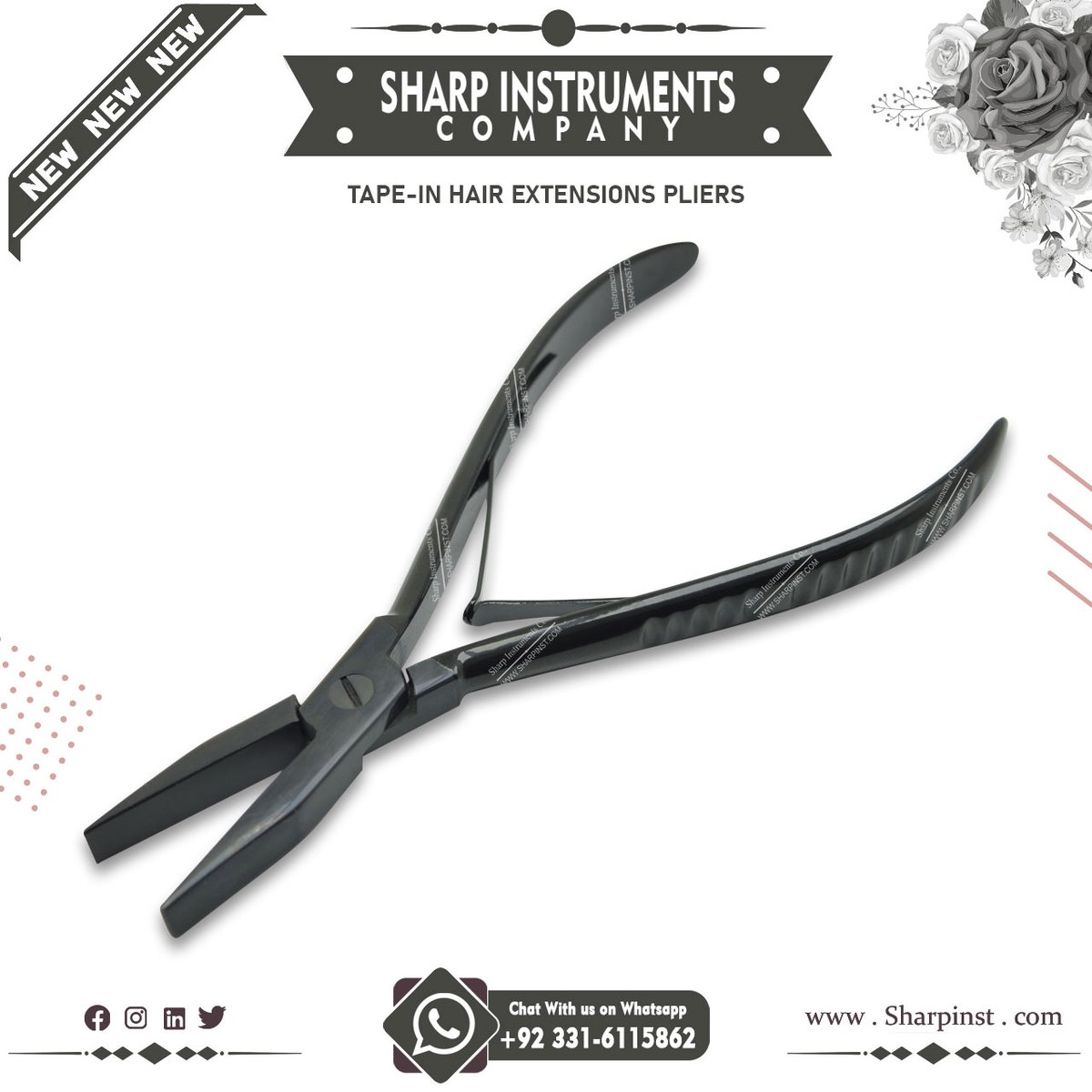 Tape Hair Extension Pliers.
Suitable for the application and maintenance of Tape Hair Extensions.  7″ Flat Mouth Pliers. #hairextensioncourse #hairextensioncoursecardiff #hairextensioncoursebristol #onlinehairextensioncourse #vhairacademy #hairextensionholder