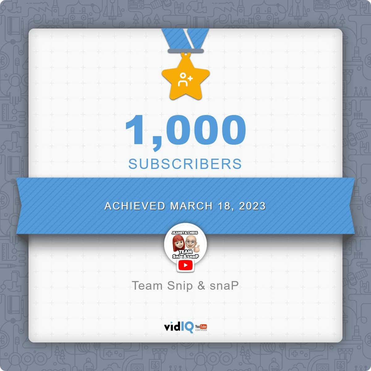 teamsnipensnap's tweet image. My YouTube channel achieved 1,000 subscribers on March 18, 2023! 

#geocaching #YouTube #1000 #1K #party
