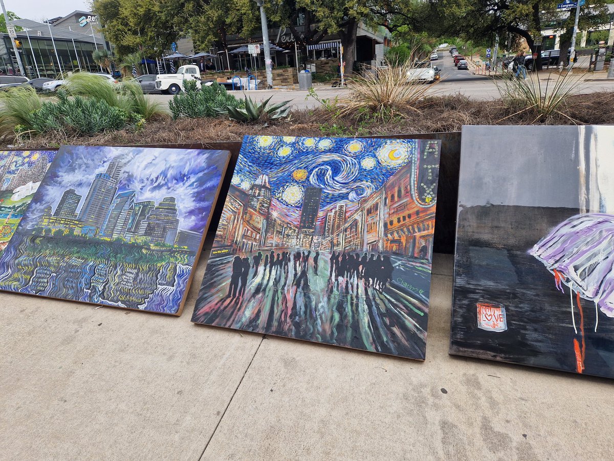 nincoroby's tweet photo. In the streets of Austin some artists are promoting #NFTs as a way to fund art & connect artist with people. #SXSW2023 #SXSW23ECH https://t.co/iHuI9CDbf5