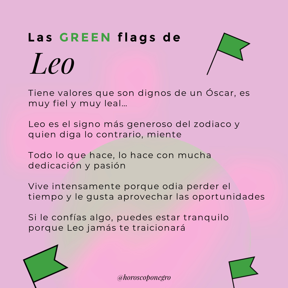 leo_hnegro's tweet photo. Las GREEN flags de #Leo ✨🔮✨ #horoscoponegro https://t.co/cA0yUlBZQQ