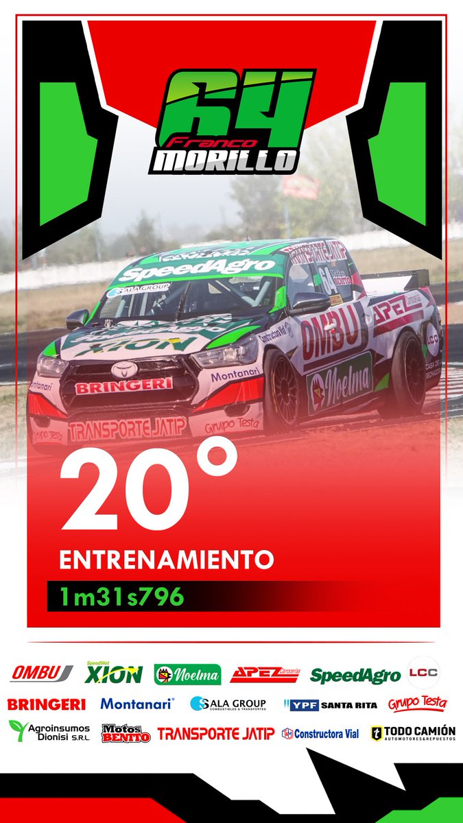 MorilloFranco64's tweet photo. #TCPickUP | Entrenamiento: P8

-
-

🔜 Clasificación ⏰ 15:30hs. 🖥 @canaldeportv 

-
-

📱 @mtintegralpress 📸 @TCLAREVISTA https://t.co/iHoJ03XMW1