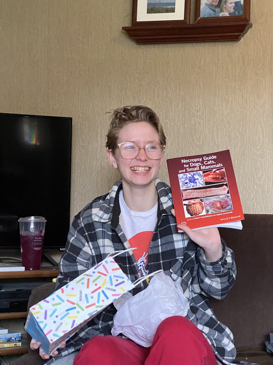 Not every day you get a “Necropsy Guide for Dogs, Cats, and Small Mammals”. Happy 17th birthday Abby 🎉🎂🎊🎈🎁 Before you get too concerned, Abby has an internship at the NIH National Cancer Institute this fall and will be performing mouse Necropsies! We are all thrilled! 🎉 🐭