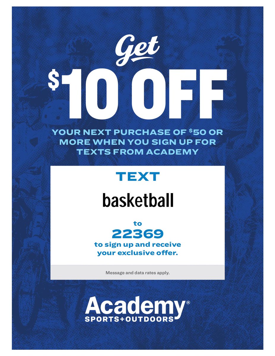 Forget something or just want to do a little shopping?  We got you!  Check out this Academy deal!  $10 off $50.