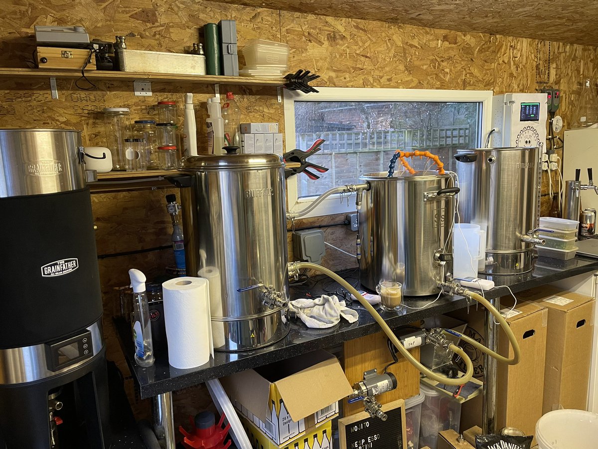 CallabyMatt's tweet image. Really did feel like I was properly back in the home brewing saddle today.  Few things to iron out but generally happy with the brew day.  #homebrew #rumnraisinstout