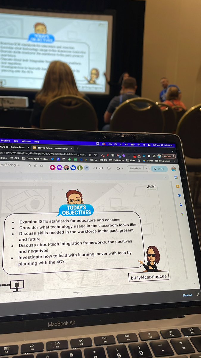 JustStartTech's tweet image. @techcoachjuarez @kat_goyette 
Glad to be learning from these two awesome educators! Looking forward to helping my staff design lessons with the 4Cs in mind. #wearecue #springcue23 #organicedtechcoaches