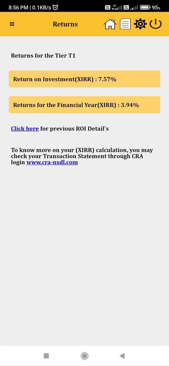 We want OPS,NPSપાછલા ૫ વર્ષનું એવરેજ રીટર્ન ૭.૫% અને કેલેન્ડર વર્ષનું 2022-23નું 4%
૫ લાખ હોય GPFમાં તો વર્ષના 7% હિસાબે ત્રીસ હજાર થાય.અને NPS માં માંડ વીસ હજાર. કોઈ પણ ગણી બતાવે. કર્મચારીઓ નો ફાયદો શામાં છે એ સાહેબ ને ખબર જ છે. <a href="/PMOIndia/">PMO India</a> <a href="/CMOGuj/">CMO Gujarat</a> <a href="/narendramodi/">Narendra Modi</a> @nopruf_Guj@Aajtak