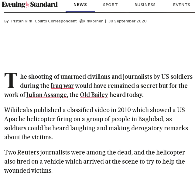 wikileaks's tweet photo. Shooting of unarmed civilians in Iraq 'would have remained a secret but for Julian Assange' | @EveningStandard #IraqWar https://t.co/zKhUwKrGzo https://t.co/yd3ZblIYCS