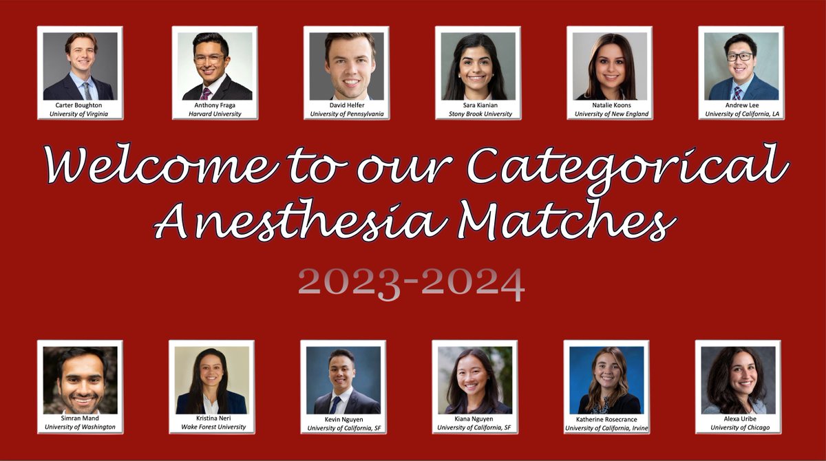 stanfordanes's tweet photo. Very excited to welcome our new residents to Stanford! Congratulations!!#Match2023 https://t.co/dxwSO6bvbi