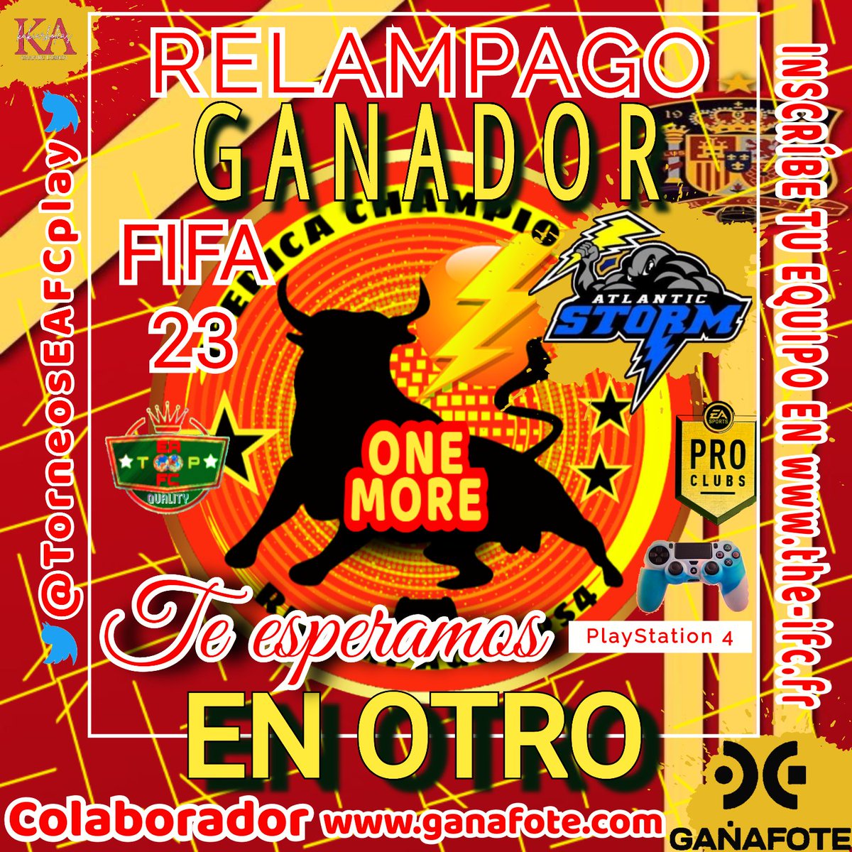 🇪🇸TORNEOS EAFC PLAY ®️ (@torneoseafcplay) on Twitter photo ⚡RelámpagoPS4⃣
📅Miercoles15MARZO
🏆<a href="/AtlanticStoorm/">🌊ATLANTIC STORM⚡</a>
🥈@Betis_RealeCP
<a href="/kikisumi9/">KIKI</a>
<a href="/orangemecanic1/">ORANGE MECANIC (NO PROFIT ASOCIACIÓN)</a>
<a href="/ESTRELLASUNIDA/">ESTRELLASUNIDAS</a>
<a href="/PozueloeSports/">CF Pozuelo eSports</a>
<a href="/ATMeSports23/">ATM eSports</a>
<a href="/Poliquimper2023/">poliquimper</a>
Gracias por participar🤝
Se agradece rt
@IFC_Federation
<a href="/EsportsTweeter/">Esports RTs</a>
<a href="/vGamesRT/">vGamesRT 🔄</a>
<a href="/Freeagent_PS/">Pro Clubs Free Agency</a>
#PS4Share #FIFA23 ⚡RelámpagoPS4⃣
📅Miercoles15MARZO
🏆<a href="/AtlanticStoorm/">🌊ATLANTIC STORM⚡</a>
🥈@Betis_RealeCP
<a href="/kikisumi9/">KIKI</a>
<a href="/orangemecanic1/">ORANGE MECANIC (NO PROFIT ASOCIACIÓN)</a>
<a href="/ESTRELLASUNIDA/">ESTRELLASUNIDAS</a>
<a href="/PozueloeSports/">CF Pozuelo eSports</a>
<a href="/ATMeSports23/">ATM eSports</a>
<a href="/Poliquimper2023/">poliquimper</a>
Gracias por participar🤝
Se agradece rt
@IFC_Federation
<a href="/EsportsTweeter/">Esports RTs</a>
<a href="/vGamesRT/">vGamesRT 🔄</a>
<a href="/Freeagent_PS/">Pro Clubs Free Agency</a>
#PS4Share #FIFA23