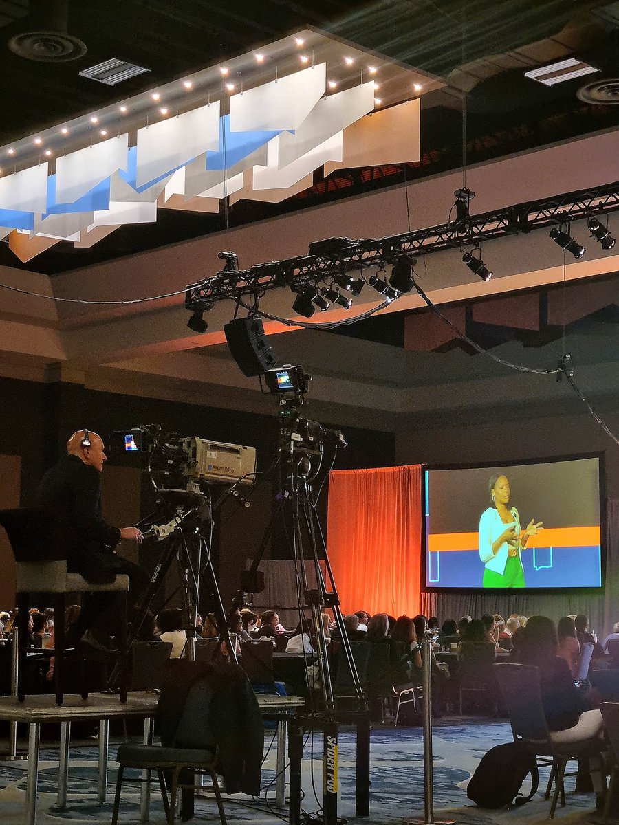 JSCMGroup's tweet photo. Day 3 at #WiCyS2023 cameras are rolling at the keynote sessions! "You are meant to sit at every table, but not every table is meant for you". #Empoweringwomen #cybersecurity #womenintech #keynotesessions https://t.co/t2i3AnsgCp