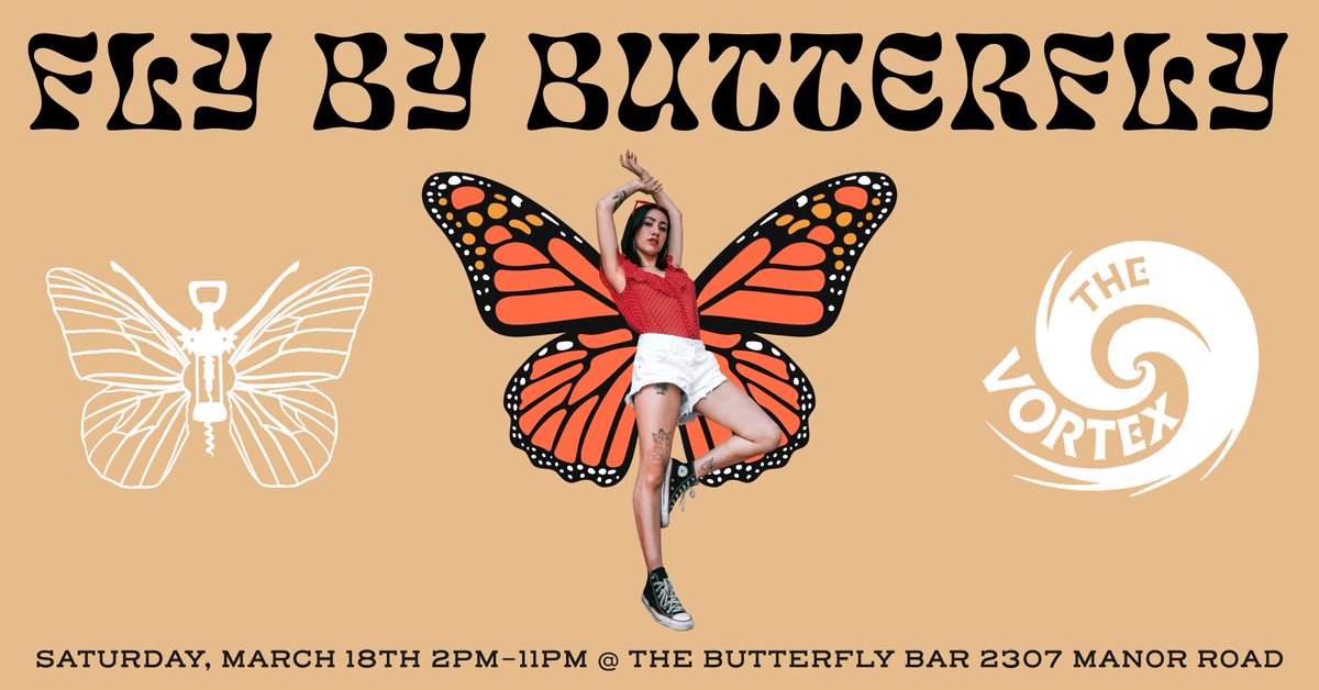 ButterflyBarATX's tweet image. Today is our Fly by Butterfly! THE RETURN 🥳 The bar opens at 1pm! Come enjoy the excellency of local female artists + an appearance by Australian DJ Beks ! ✨ FREE EVENT! Lineup here: facebook.com/events/the-but…