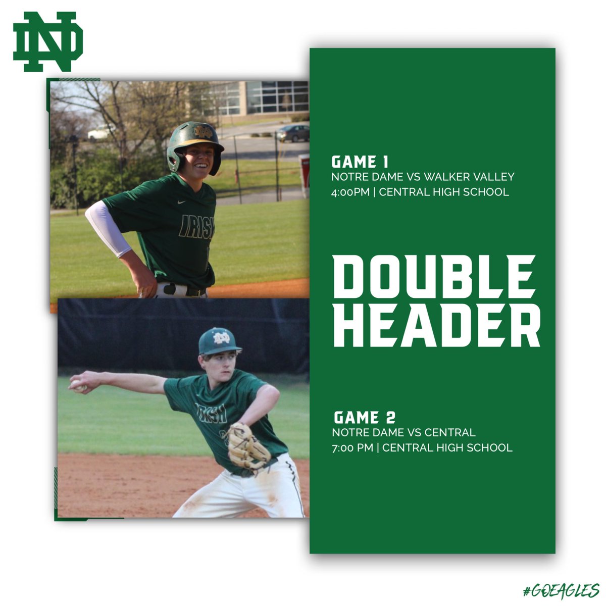 The Irish are in action with 2 games today at Central at 4 and 7. Come cheer on your Irish!