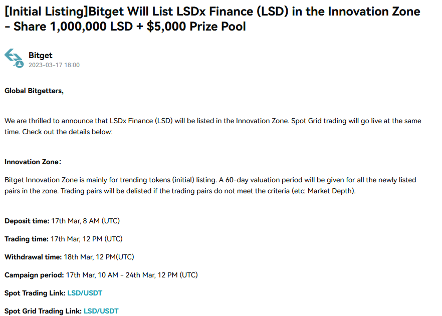 BruiceTuck's tweet photo. $LSD is finally on Bitget! Go get bags of $LSD tokens and test your luck in spot trading! 😉 #LSDxBitget https://t.co/3RQT8hrvyi