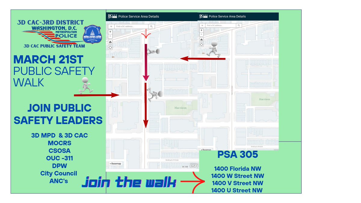 3DCACDC's tweet photo. Please Join 3D CAC for the 3rd District MPD Community Events 
March 21st- 3D MPD CAC Public Safety Leaders Walk at 1pm
March 30th - 3D CAC Public Safety Leaders Community Meeting at 7 pm
Full details at https://t.co/OOVHIE6DKi @3DCACDC @DCMOCRS @OUC_DC @DCDPW @CSOSA https://t.co/a2oIt06Drp