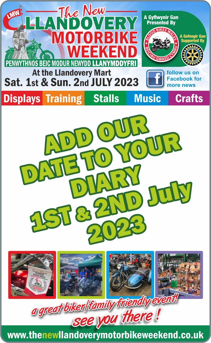 Don't forget to add the date to your calendars! The New Llandovery Motorbike Weekend is coming on 1st and 2nd of July, 2023.