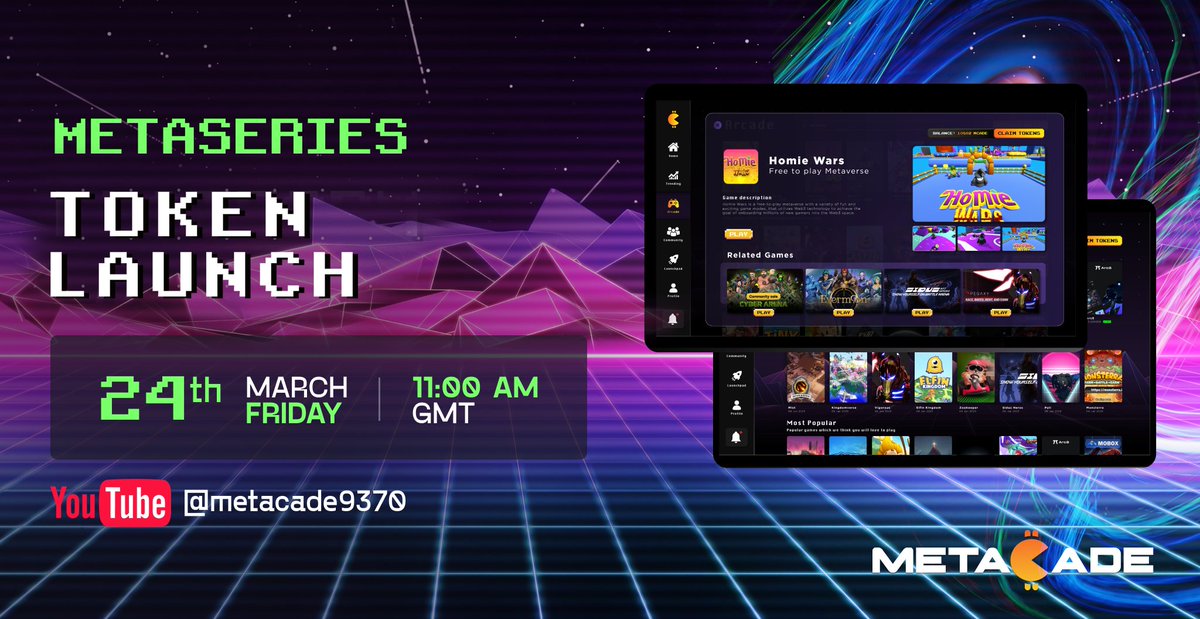 Metacade_'s tweet photo. 🔥THE METACADE #METASERIES IS HERE!🔥
The 3rd episode of our Metaseries with Metacade CEO, @learncrypt0 will be presented on March 24 🙌🏼
Where Russell will delve deeper into some token launch details🚀 https://t.co/iWYfHSTwXp