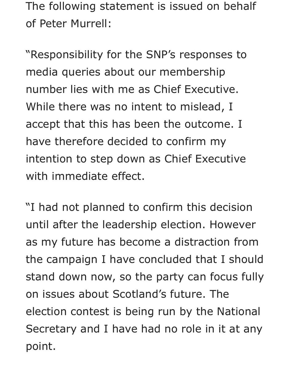 ukers_'s tweet photo. BREAKING: Peter Murrell has resigned as Chief Executive of the SNP. https://t.co/2QqtNblZCn
