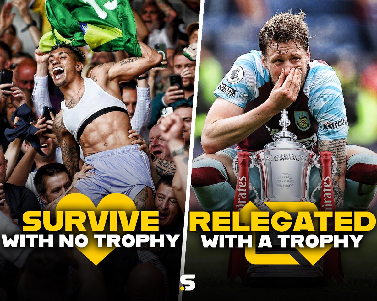 🤔| Would you rather… 

❤️ for: Stay up, but win no trophy

🔁 for: Go down, but win a trophy

Let’s hear your reasons why? 👇🏼