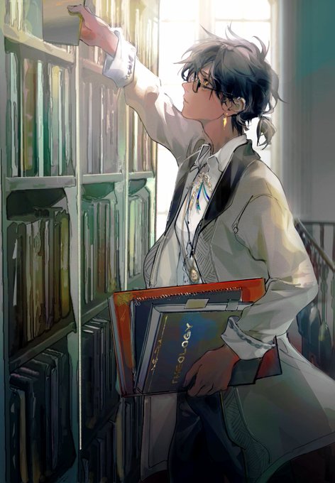 「男の子 図書館」のTwitter画像/イラスト(新着)