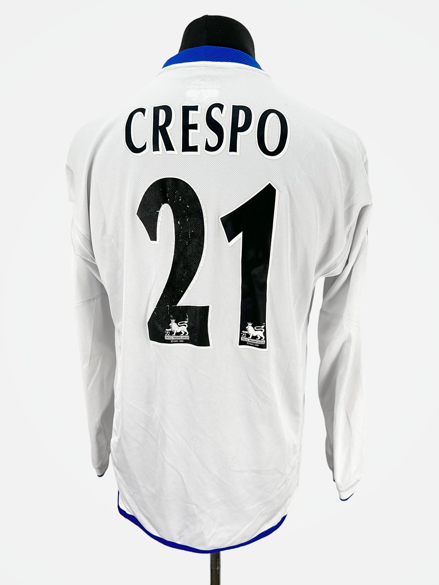 niclasico's tweet photo. Hernan Crespo in his first season at Chelsea, signed from Inter Milan for £16.8m, scored a respectable 12 goals in 31 appearances before heading back to Italy on loan, this time at AC Milan. This shirt is now available online and in store. https://t.co/jKQ3GK5m7e