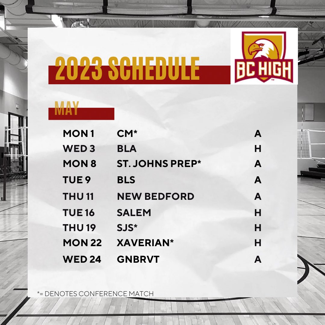 BCHvball's tweet image. 2023 schedule - let’s go! #bchigh #eagles #together #AMDG