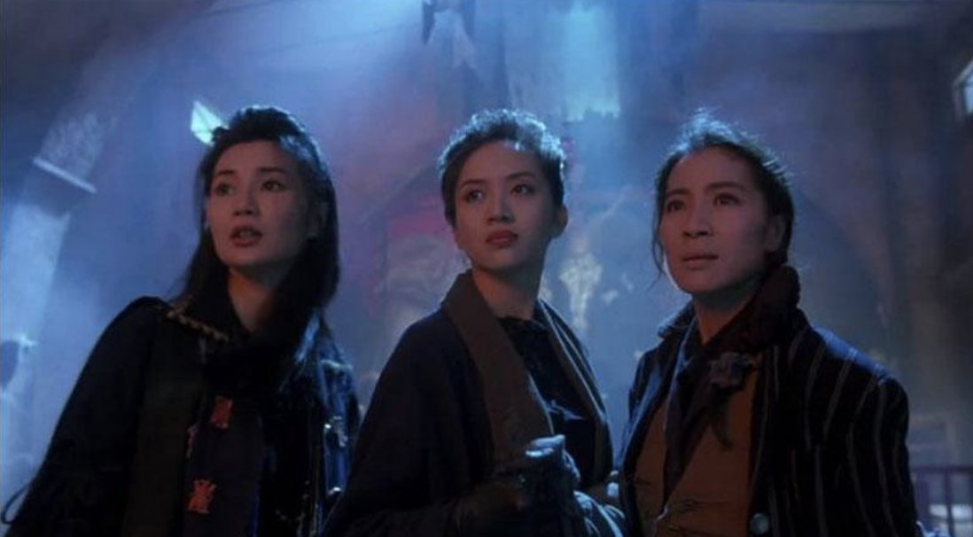 Maggie Cheung, Anita Mui, Michelle Yeoh as The Heroic Trio, still from 1993 film. #ReadingTheStone inside joke : )