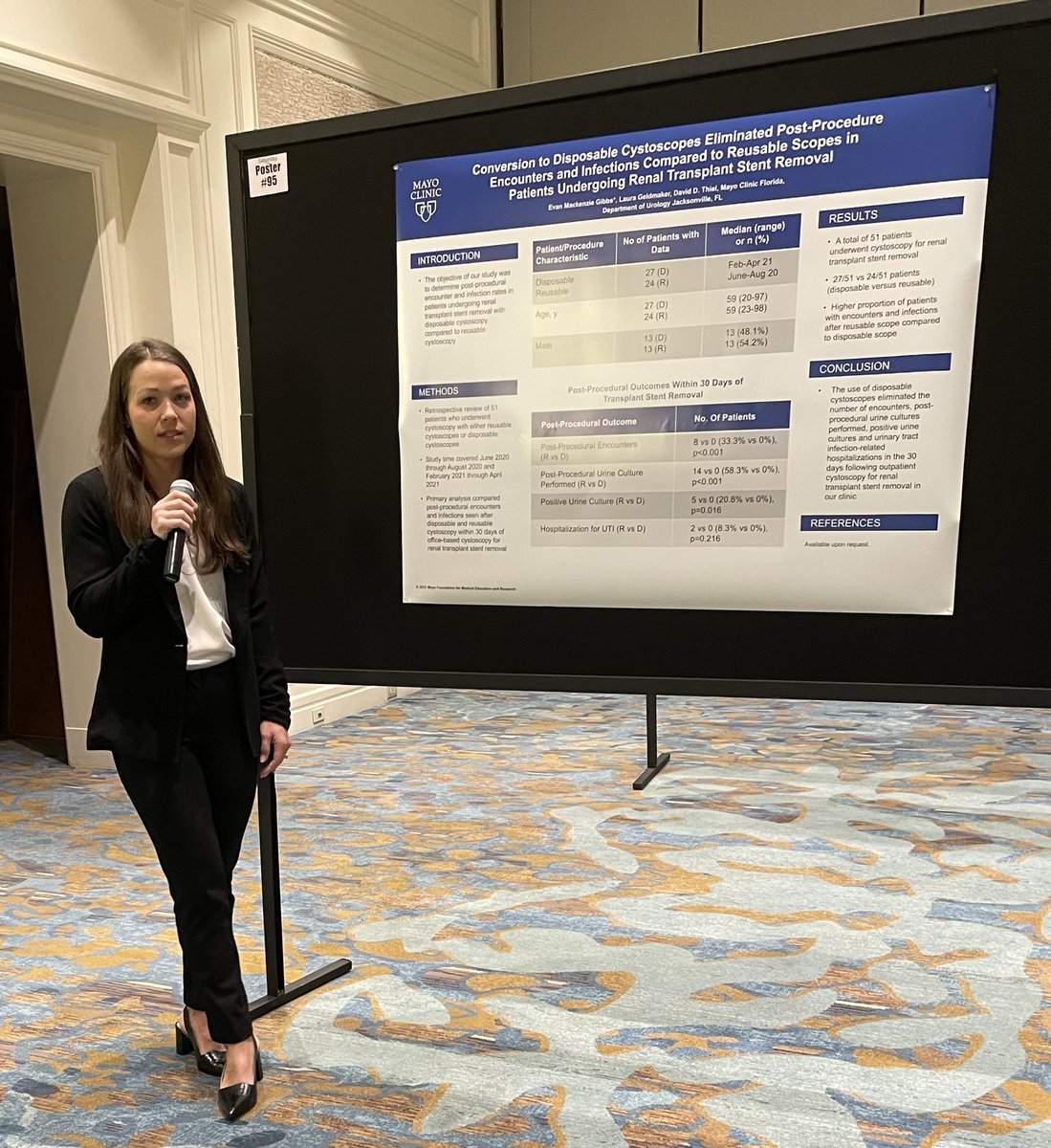 Dr. Evan Mackenzie Gibbs details utility of disposable cystoscopes in transplant stent removals. @FlaUrological @MayoUrology #SES2023