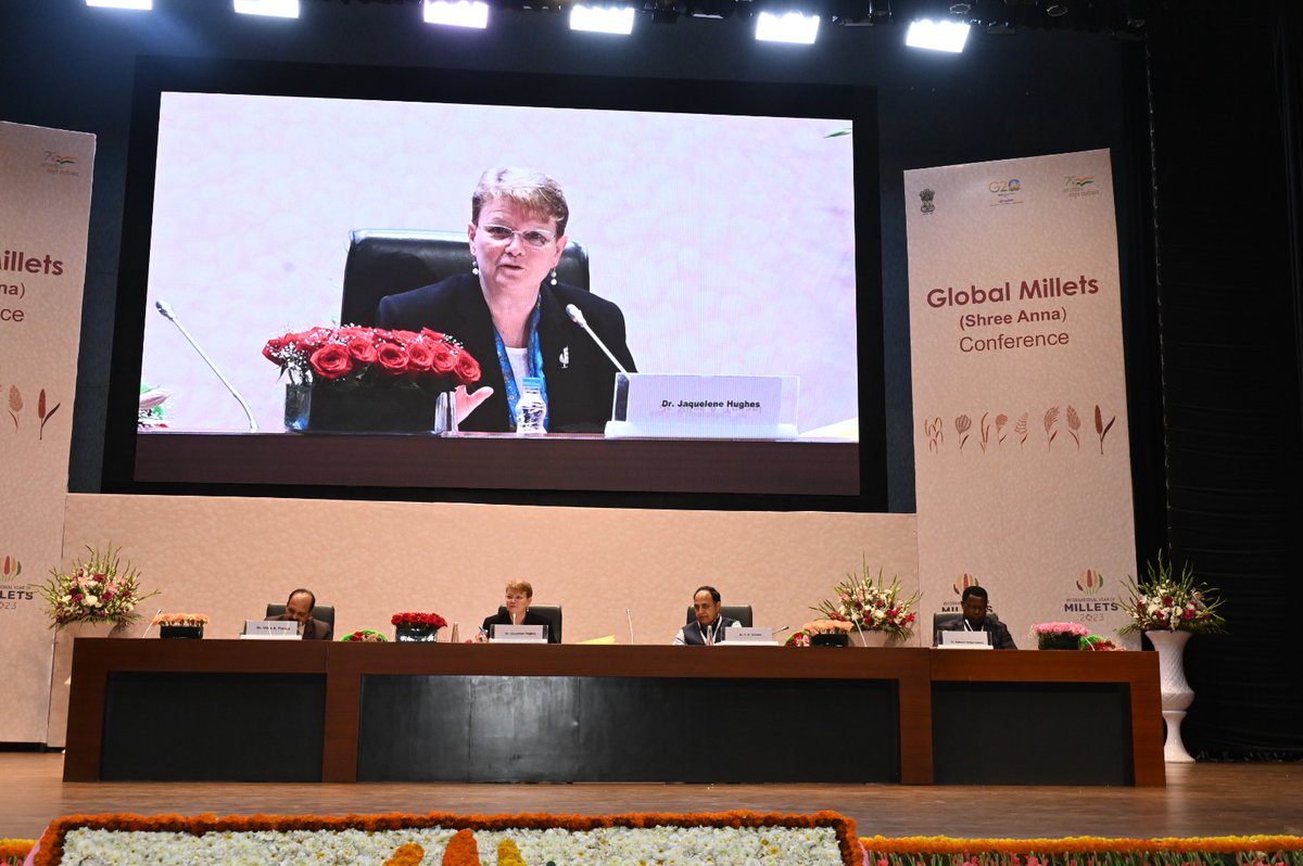 Dr. <a href="/hughes_jackie/">Jacqueline Hughes</a>, Director General, ICRISAT chaired the 1st technical session on “Genetic Interventions for productivity, climate resilience and quality enhancement in millets” at Global Millets (Shree Anna) Conference on 18th March 2023. 
#ShreeAnna 
<a href="/icar/">icar</a> <a href="/ICRISAT/">ICRISAT</a>