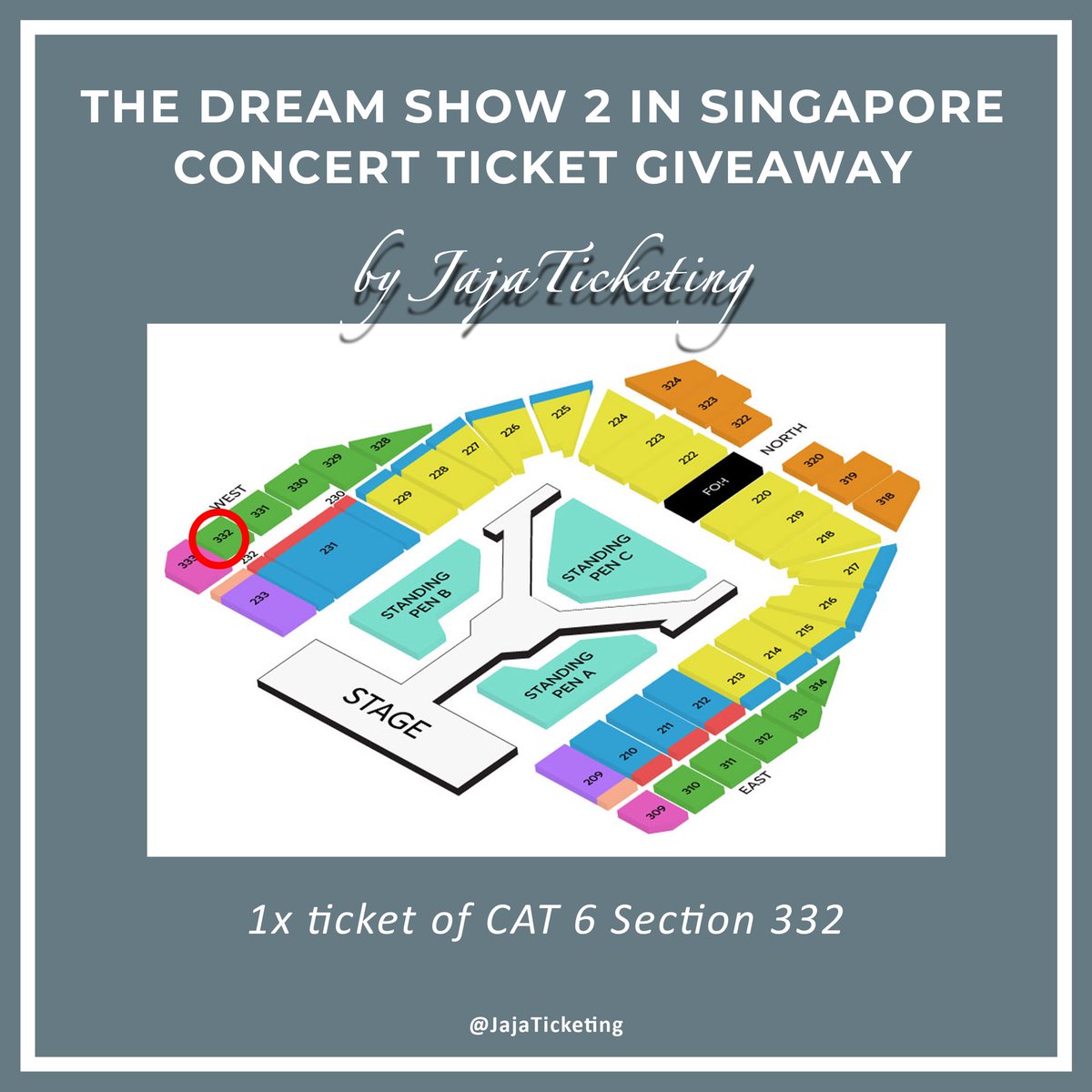 _ZH4NGH40's tweet photo. <GIVEAWAY> 

THE DREAM SHOW 2 IN SINGAPORE ㅡ Concert ticket giveaway!

🎟️🎫 1x CAT6 section 332 ticket worth $168

❗️Follow @JajaTicketing 
❗️Retweet and Like this tweet
🇲🇾🇸🇬 Malaysian and Singaporean only

ㅡ Winner announcement on 23/4/2023.

#THEDREAMSHOW2_in_SG #TDS2inSG https://t.co/beOHCNZETW