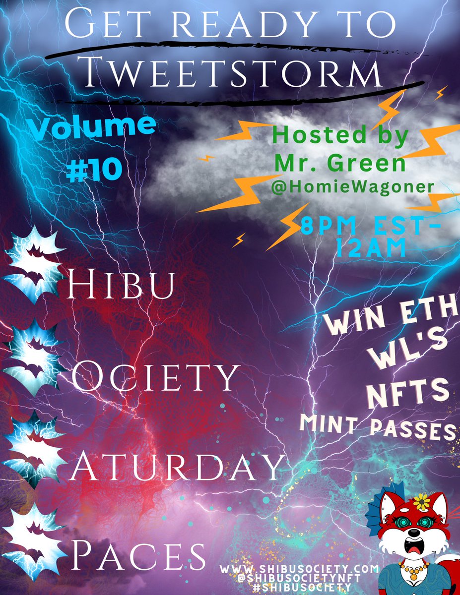 ShagBagz's tweet photo. SATURDAY SPACES TODAY! 8PM
S. S. S. S. 
Be a part of growing #community 
Learn about the next big #project 
Win some dopeee #NFTs and #ETH 
WL's and #MintPasses 🔥🔥🚨🚨🚨🤯🤯🤯 https://t.co/SYqhOU5Ahb