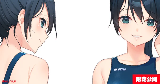 支援サイト更新しました。Skebでリクエストいただいた鳳翔さん(競泳水着のすがた)差分とラフ載せました～大きめのサイズで見れます【FANBOX】【Fantia】 