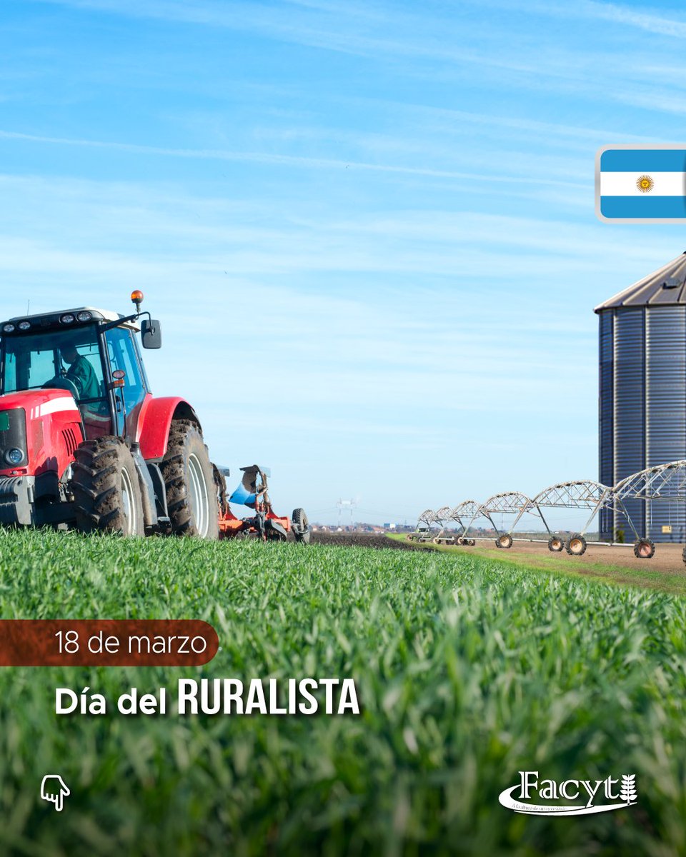 🌾🚜 Hoy celebramos el Día del Ruralista argentino reconociendo “la labor diaria del hombre 👨‍🌾 y la mujer 👩‍🌾 de campo. A través de las instituciones o desde su accionar personal, colaboran en beneficio de la comunidad agropecuaria y el crecimiento productivo de la Argentina”. 🚜