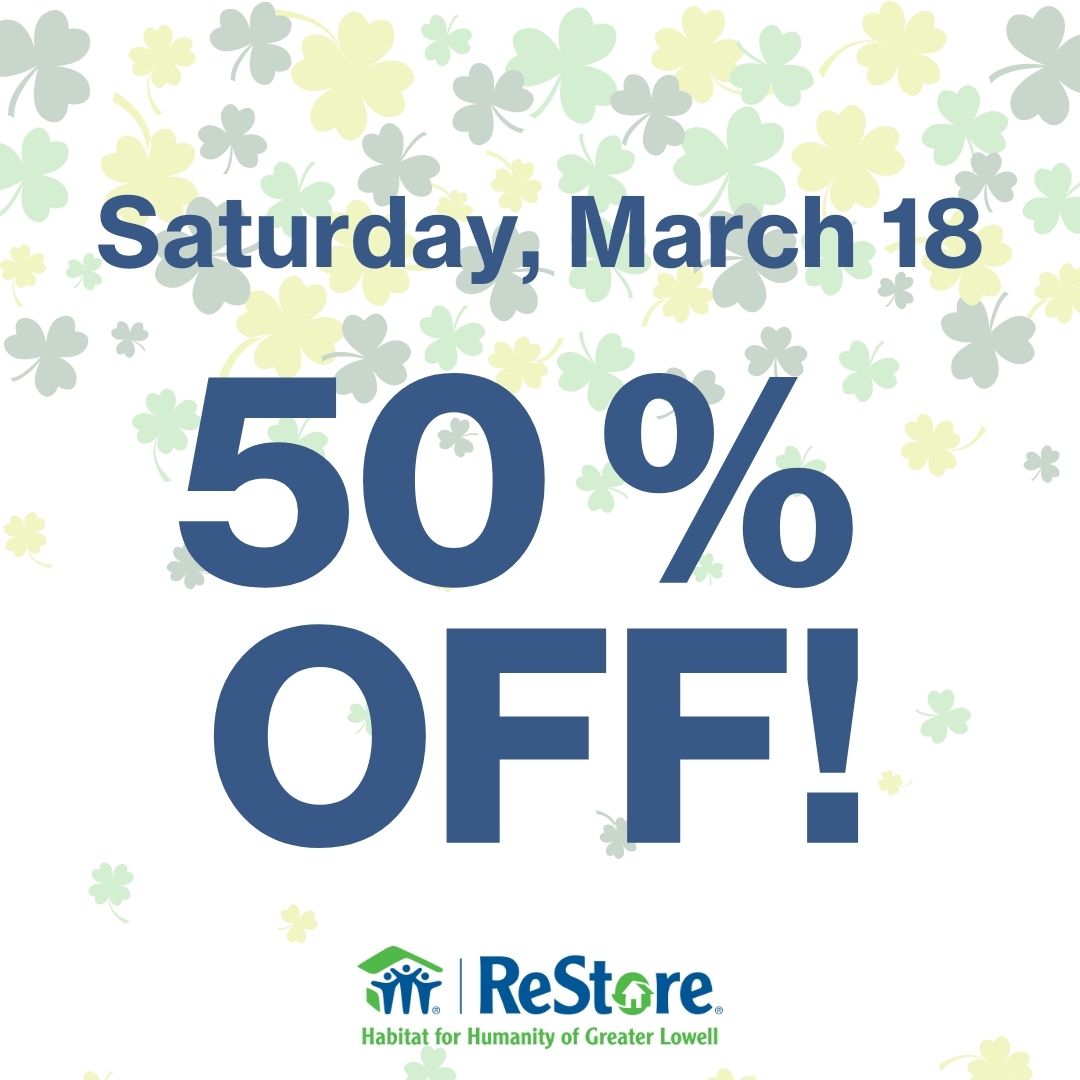 ReStoreHFHGL's tweet photo. We got SO many new donations over the past few weeks, we're upping our 2-day St. Patrick's Day sale to give EVERYONE 50% off their entire purchase today, 3/18! #saleonasale #habitatrestore #sale https://t.co/SQ8RWMmnpw